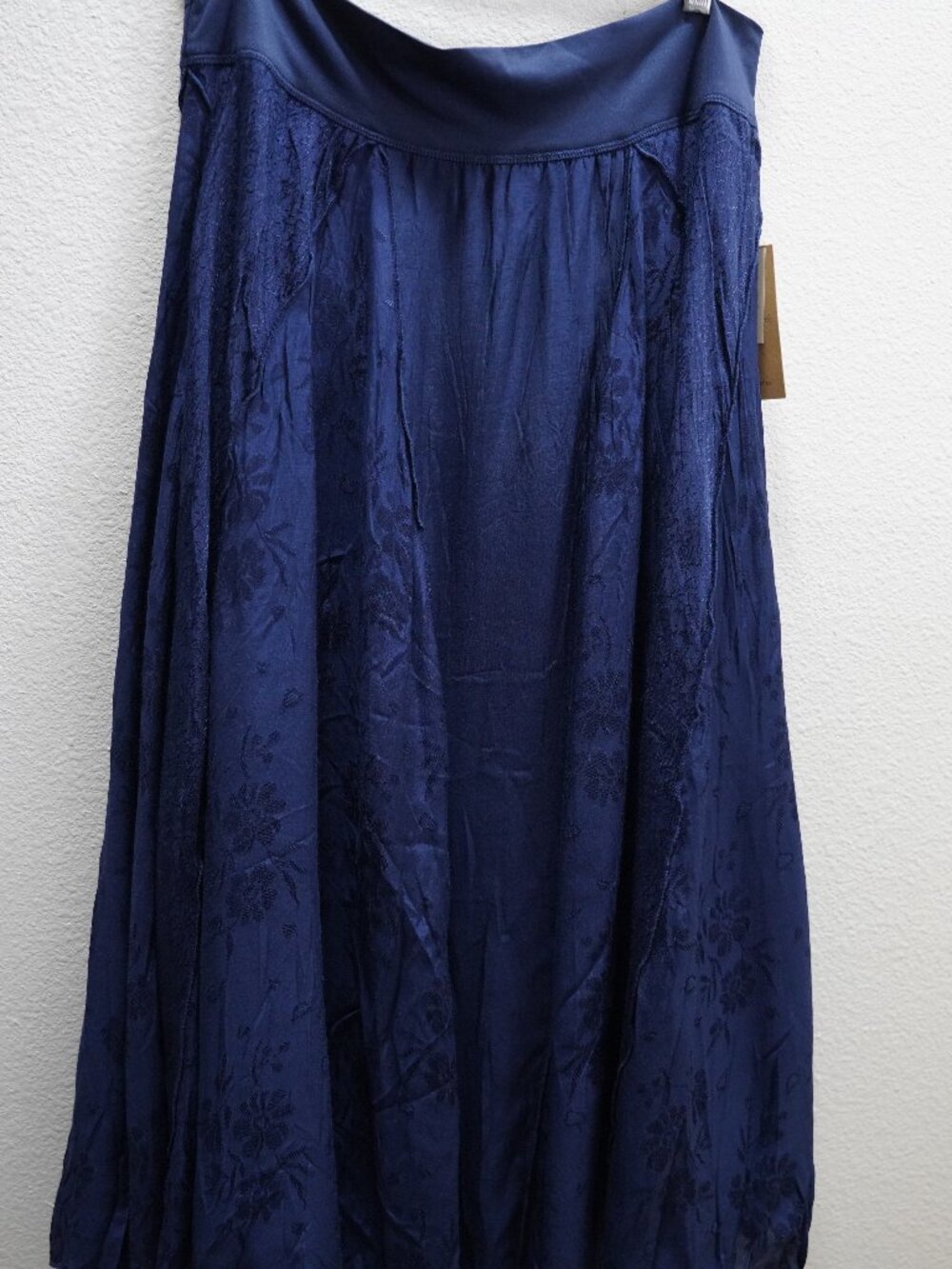 Coldwater Creek Navy Textured Jacquard Skirt size L NWT